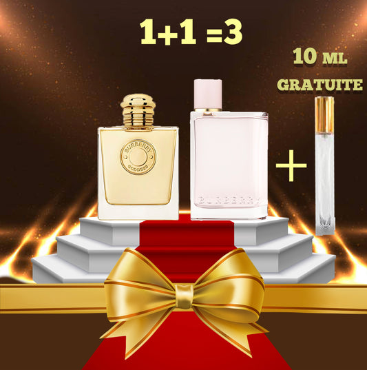 PACK 10 ML BURBERRY GODDESS +  10 ML HER + 10 ML GRATUIT